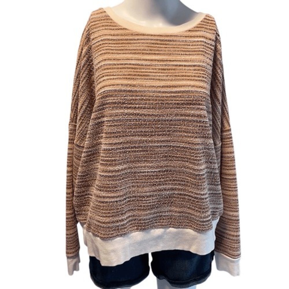 Natural Reflections Striped Textured Knit Pullover Sweater‎ Size XL Cozy